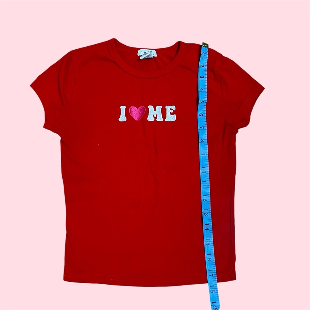 y2k cute Red “I Heart Me” Baby Tee